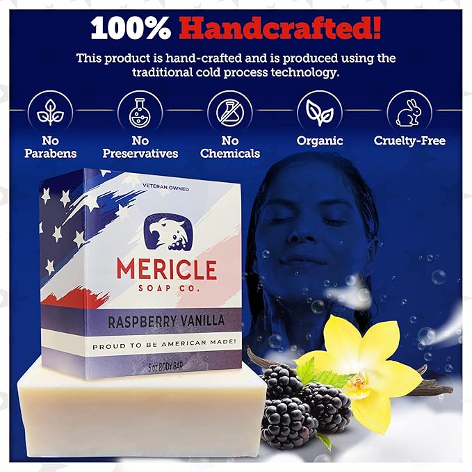 Black Raspberry Vanilla Organic 5oz Body Bar | Natural | Made in the USA | Veteran Owned | No Harsh Chemicals or Preservatives | Cold Process Technoloy