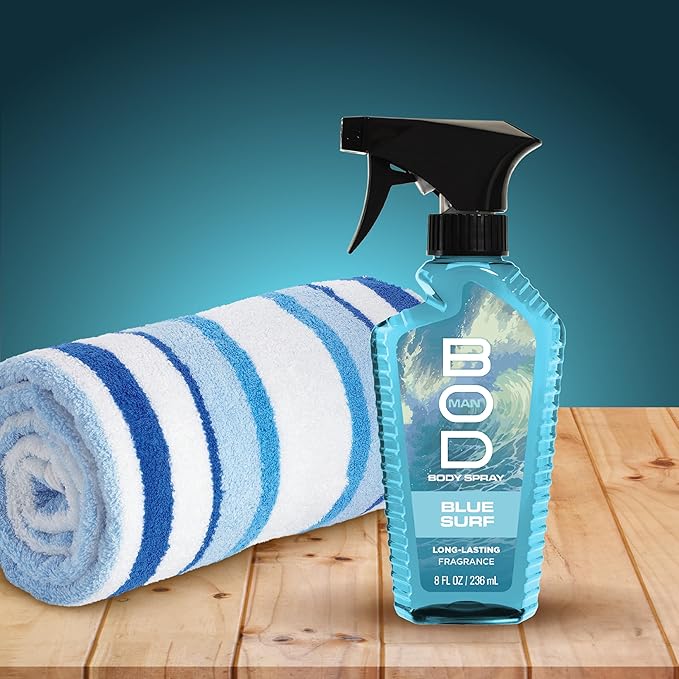 BOD man Fragrance Body Spray, Blue Surf, 8 fl oz