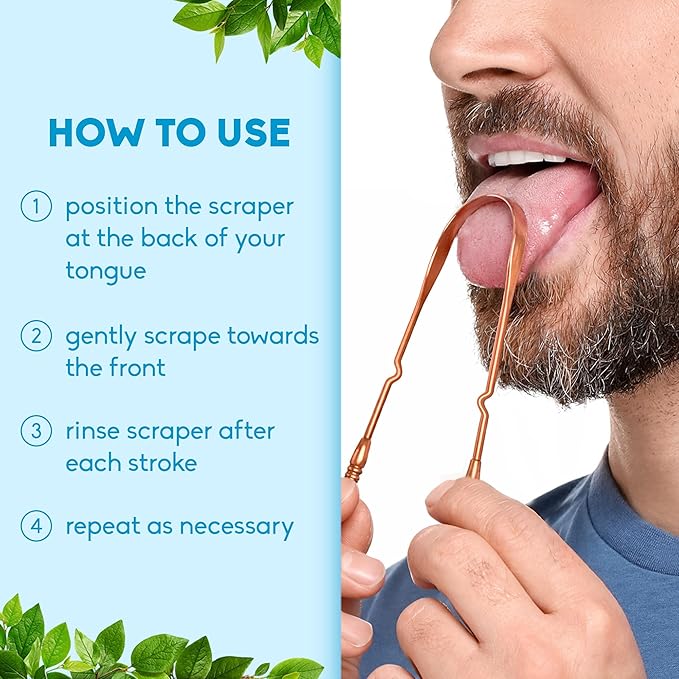 The Humble Co Tongue Scraper for Adults & Kids, 2 Pack - 100% Copper Tongue Cleaner Helps Eliminate Bad Breath & Bacteria - Dental Oral Care Products & Personal Hygiene Essentials