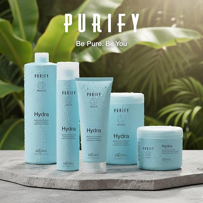 Kaaral Purify Hydra Moisturizing Shampoo - Natural Hydrating Care for Dry or Color Treated Hair - Safe for Women and Men - Softens and Revives Hair - Professional Quality Formula - 300ml