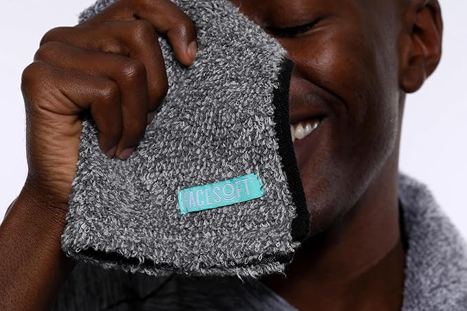 Facesoft Yoga Towel - Infused with Activated Charcoal to Detoxify and Sweat - Made with Eco-Friendly Aqua-Cotton Yarn - Biodegradable and Sustainable - All Ages