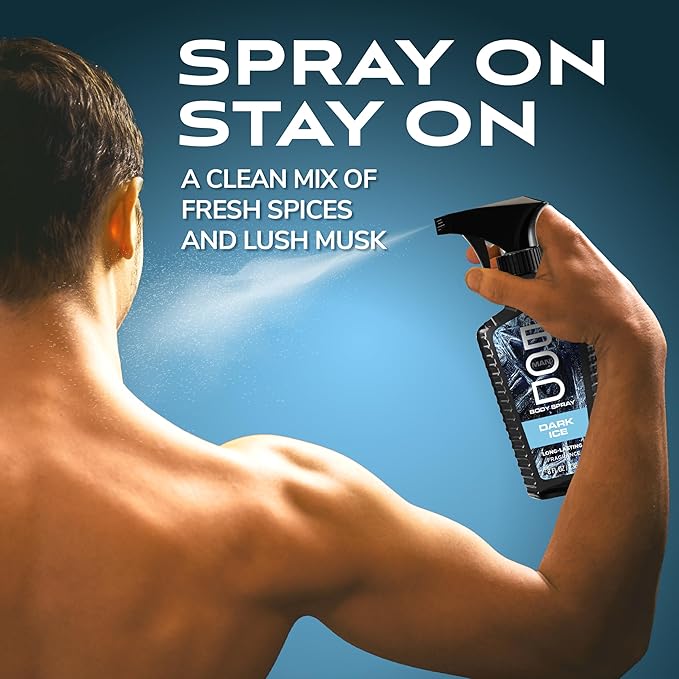 BOD man Fragrance Body Spray, Dark Ice, 8 fl oz (Pack of 2)
