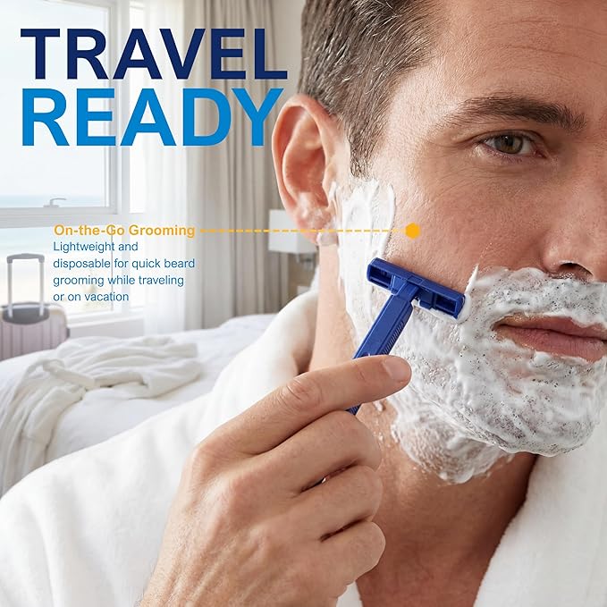 MED PRIDE Medical Razor, Double Edge Shaver (Medpride Disposable Razors | 50-Pack| Twin Blades & Easy Grip For Max Control & Smoothness| Unisex, Smooth & Comfortable Shaving Care for Men & Women)