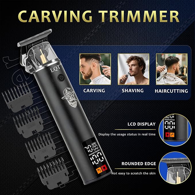 Electric Foil Shaver for Men 3-Piece Grooming Kit with Floating Blades & LED Display, IPX7 Waterproof Wet/Dry Beard Trimmer, Cordless Rechargeable Electric Razor for Travel (Black)
