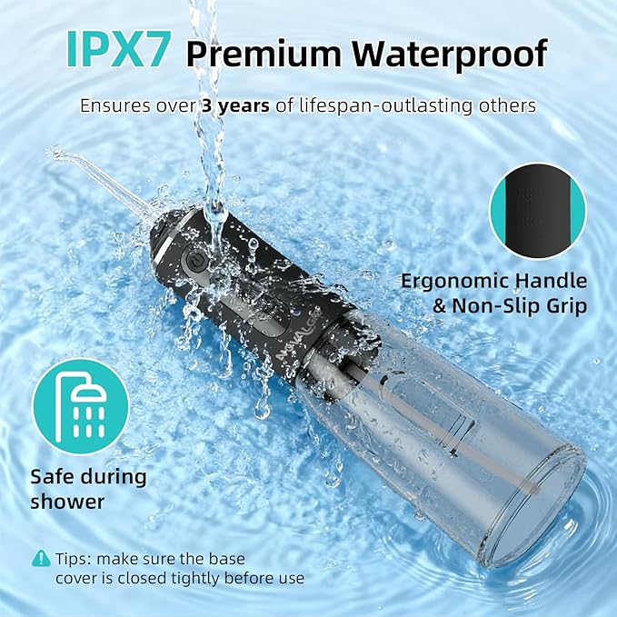 Water Dental Flosser for Teeth Pick：360ML Tank 5 Jet Tips Rechargeable Electric Flosser, 4 Mode IPX7 Cordless Oral Irrigator for Implants, Brace & Sensitive Teeth Care, Home & Travel Use