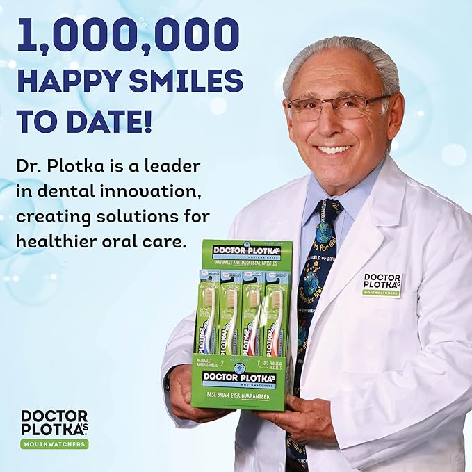 MOUTHWATCHERS Soft Flossing Manual Toothbrush for Adults, Blue, Ultra Clean, Good for Sensitive Teeth and Gums, by Dr. Plotka's