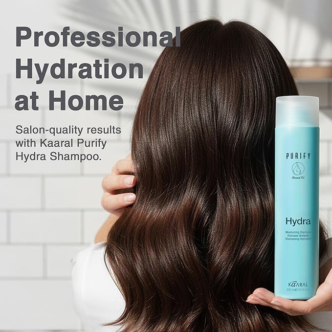 Kaaral Purify Hydra Moisturizing Shampoo - Natural Hydrating Care for Dry or Color Treated Hair - Safe for Women and Men - Softens and Revives Hair - Professional Quality Formula - 300ml