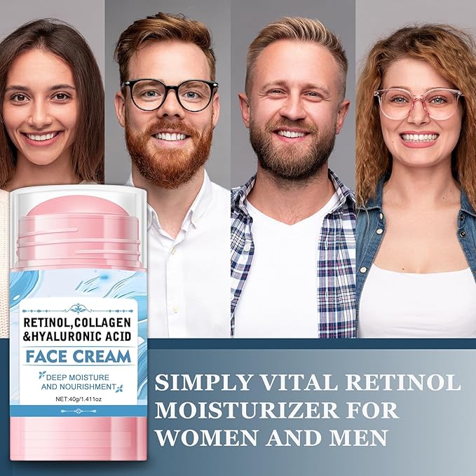 Face Balm Stick, Retinol Collagen Hydrating Moisturizer Stick with Hyaluronic Acid Face Cream for Women and Men Reduces Wrinkles & Enhances Elasticity Softer Smoother Skin,1.41 Oz