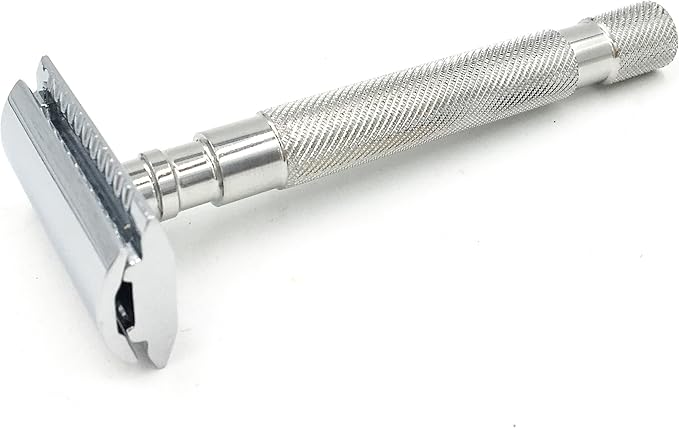Parker 64S Stainless Steel Handle Double Edge Safety Razor & 5 Premium Blades