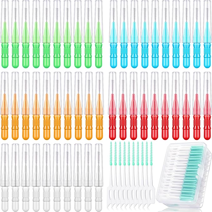 Patelai 350 Pieces Interdental Brush Tooth Floss Tooth Cleaning Tool Toothpick Dental Flossing Head Oral Flosser Refill Dental Flosser Toothpick Cleaners(Cute Colors)