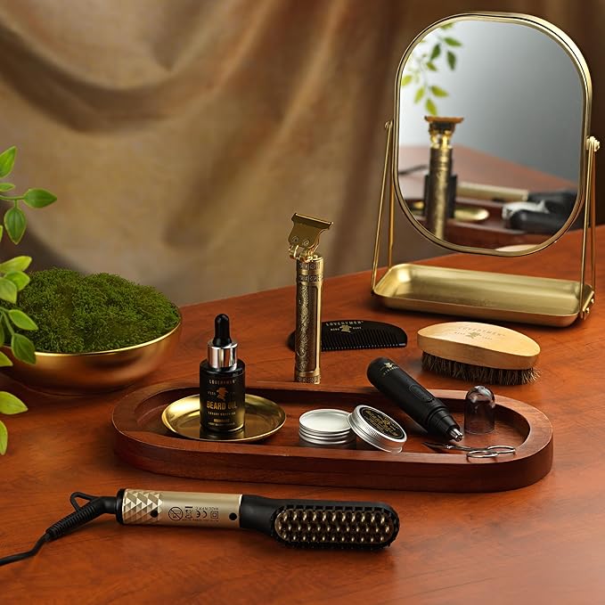 Gifts for Men Who Have Everything, Valentines Day Gifts for Him, Grooming Beard Kit, Beard Trimmer, Nose Hair Trimmer, Hair Straightener Brush, Oil, Balm & More, 15pc Men Care Kit Dad, Birthday Gift