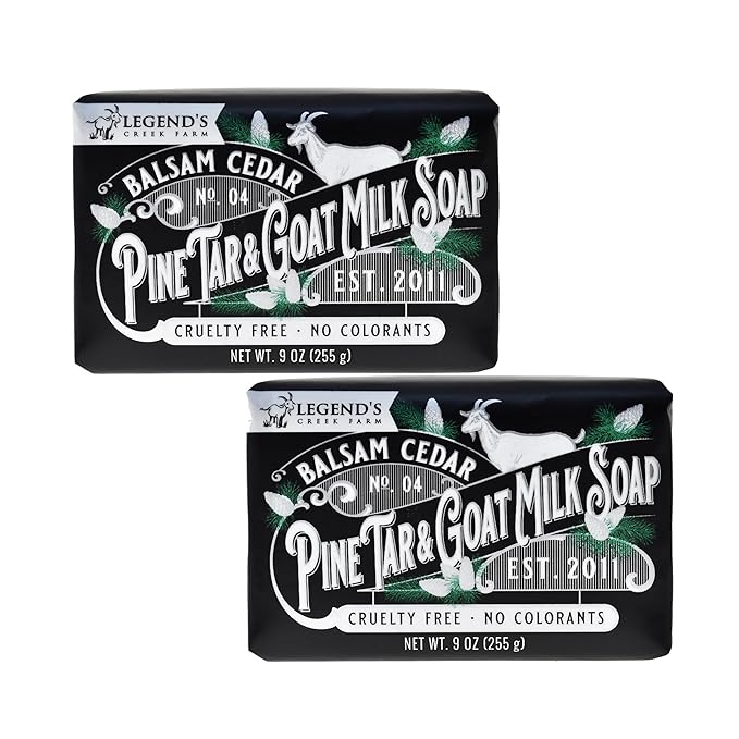 Legend's Creek Farm Goat Milk Soap - Triple Milled Moisturizing Bar for Hands and Body - 9 Oz Creamy Lather, Nourishing, Natural Soap for Sensitive Skin (Balsam Cedar&Pine Tar, Pack of 2)