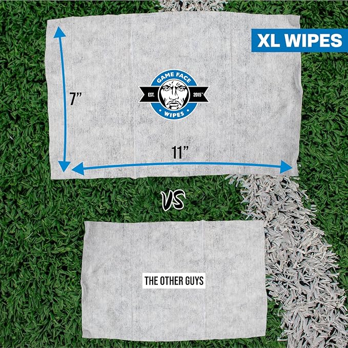 Game Face Grooming Cleansing Wipes - 25 Hydrating Facial Wipes (6 Pack) | On-The-Go, Lightly Scented, Rejuvenating, Eradicates Sweat | Perfect for Athletic, Sport, Travel, Camping, Festivals, Any Need