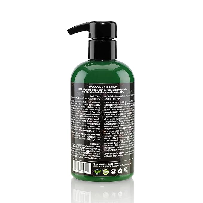 MOEHAIR Semi-Permanent Hair Color | Green Hair Dye 8 Oz | No Ammonia, Sulfate or Paraben | Vegan & Cruelty-Free | Gentle & Washable Formula | Voodoo Harmony Green Hair Color