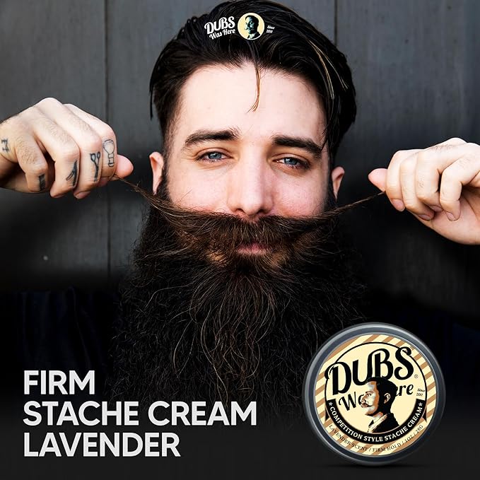 Mustache Wax Strong Hold | Competition Style Firm Stache Wax | Non-Greasy Grooming Gift for Men | Natural Lavender Scent Scent | 1 oz Tin | Made in USA