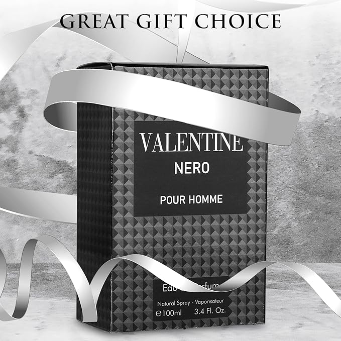 Valentine Nero for Men - Woody Aromatic Fragrance with Floral and Mineral Notes - Masculine Scent - 100ml