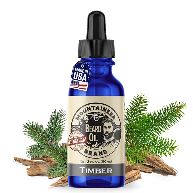 Mountaineer Brand Natural Beard Oil with Timber Scent | Made in West Virgina | Hydrates, Moisturises, Softens & Conditions for Beard Growth | Treats Dry Itchy Beards for Men | 2oz
