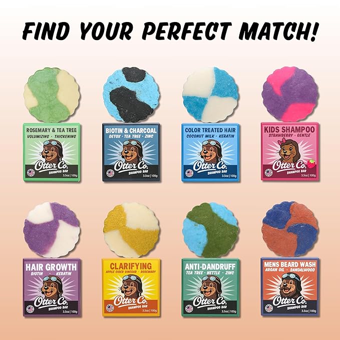 Otter co. Mens Shampoo Bar and Beard Wash – Argan oil & Sandalwood – Green Tea, Zinc, Jojoba Oil, Rosemary – Vegan, Sulfate Free & Non Toxic – With Organic Ingredients - All Hair Types, Made in USA