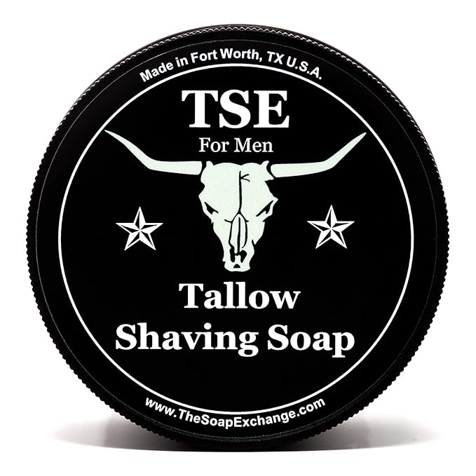 TSE for Men Cool Mint Shaving Soap with Tallow and Shea Butter. Natural Ingredients for Rich Lather and a Smooth Comfortable Shave. Artisan 4.5 oz Semi-Soft Italian Style. Made in the USA.