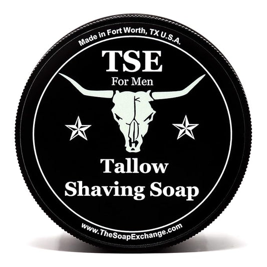 TSE for Men Barbershop Shaving Soap with Tallow and Shea Butter. Natural Ingredients for Rich Lather and a Smooth Comfortable Shave. Artisan 4.5 oz Semi-Soft Italian Style. Made in the USA.