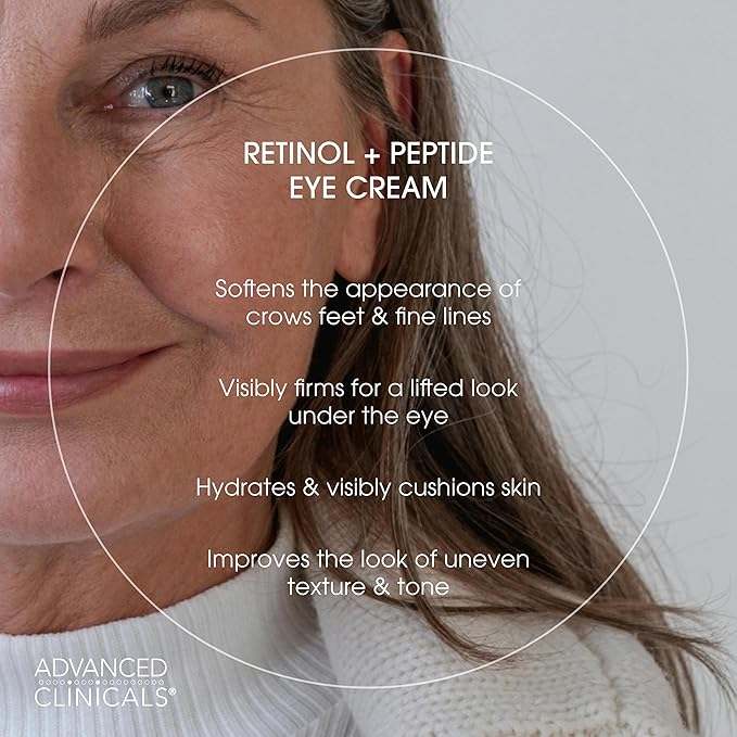 Advanced Clinicals Advanced Firming Retinol Body Lotion + Retinol Eye Cream Face Moisturizer With Peptides Anti Aging 2pc Skincare Set For Women & Men, Fragrance Free, 2pc Set