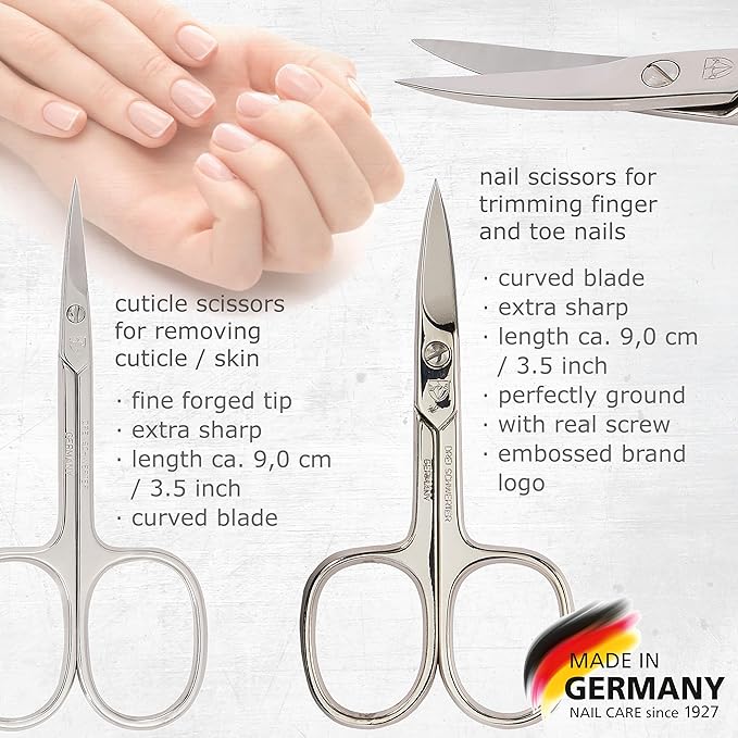 3 Swords Germany - brand quality 8 piece manicure pedicure grooming kit set synthetic leather case black - Made in Germany