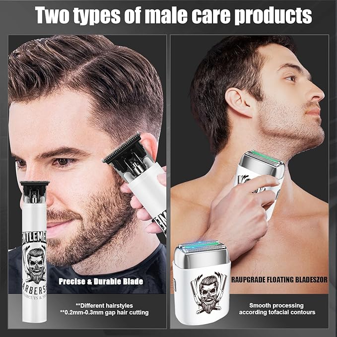 BESTBOMG Professional Hair Trimmer for Men, Beard Trimmer and Cordless Shaver Set, T-Blade Beard Trimmer and Electric Shaver Razor for Men Haircutting Grooming Kit