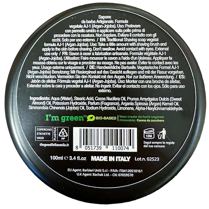 The Goodfellas' Smile, SAVAGE (Bergamot & Lemon), Luxury Italian Shaving Soap, Formulated for Use with A Shaving Brush, Made in Italy