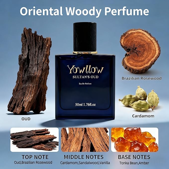 Perfume For Men Oriental Woody Oud Eau de Parfum Cologne Spary Essential Long-Lasting Fragrance with Vanilla,Brazilian Rosewood,Sandalwood,Amber,Vegan & Cruelty-Free