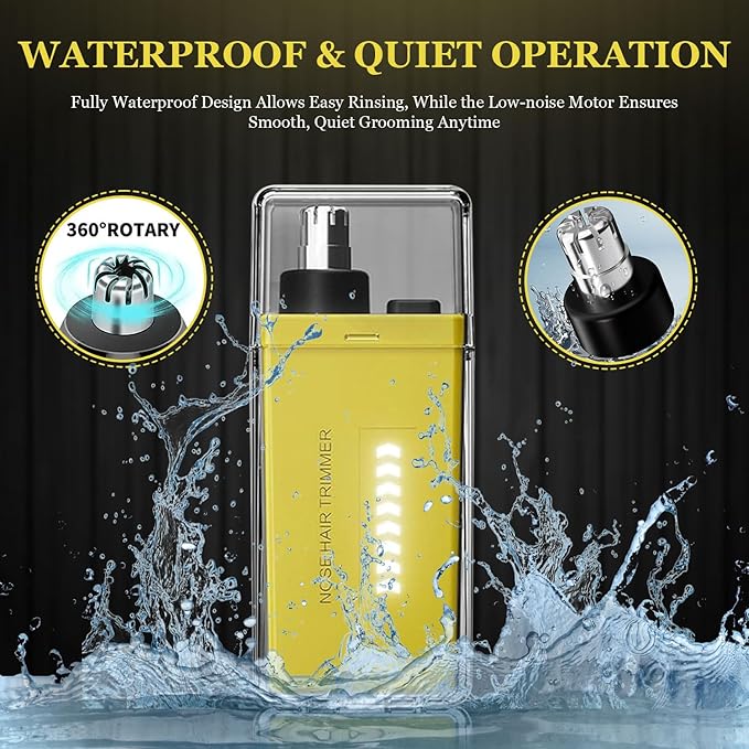 Nose Hair Trimmer for Men Women - Electric Nose Hair Clipper with Replaceable Stainless Steel Blade, Powerful Motor, Wet/Dry Use, Portable USB Rechargeable Design | Yellow