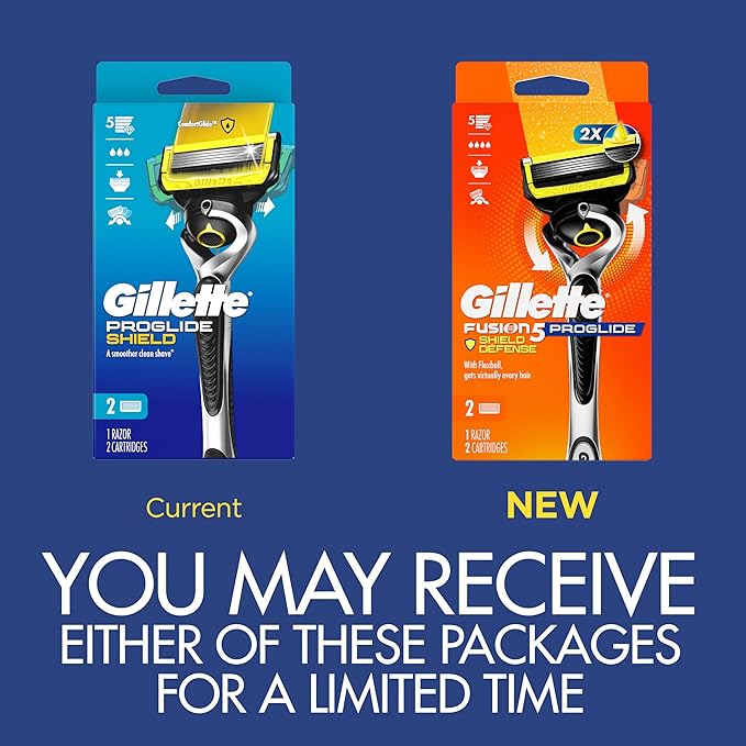 Gillette ProGlide Shield Razor for Men, Handle + 2 Blade Refills