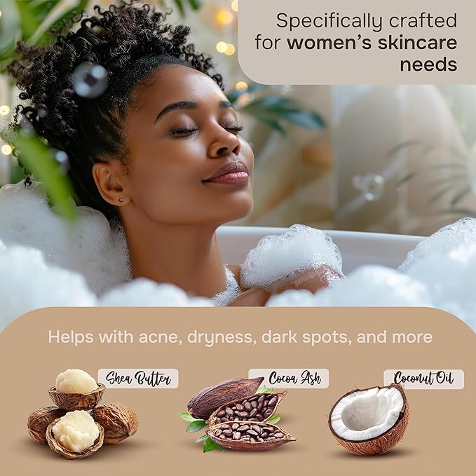 Natural Wunderz African Black Soap Body Wash, 12 oz – Sulfate‑Free, Vegan Cleanser with Shea Butter – Soothing, Detoxifying Shower Gel for Men & Women