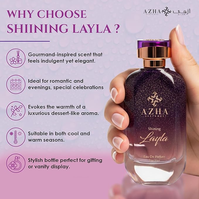 Shining Layla Eau de Parfum for Women, Creamy Vanilla Gourmand Perfume Spray with Coconut, Almond, Chocolate & Praline, Long Lasting Women's Fragrance, Butterfly Nebula, 3.4 Fl Oz