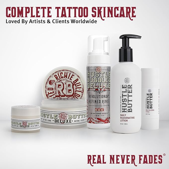 Hustle Butter Tattoo Aftercare - Daily Moisturizing Lotion - Naturally Derived Vegan Cruelty Free - Everyday All Over Use for Tattoos - 9 fl oz