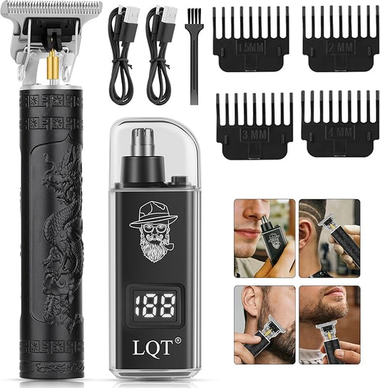 Beard Trimmer kit for Mustaches, Nose Hair, Light Detailing and Grooming with Bonus Wet/Dry Battery Nose Trimmer