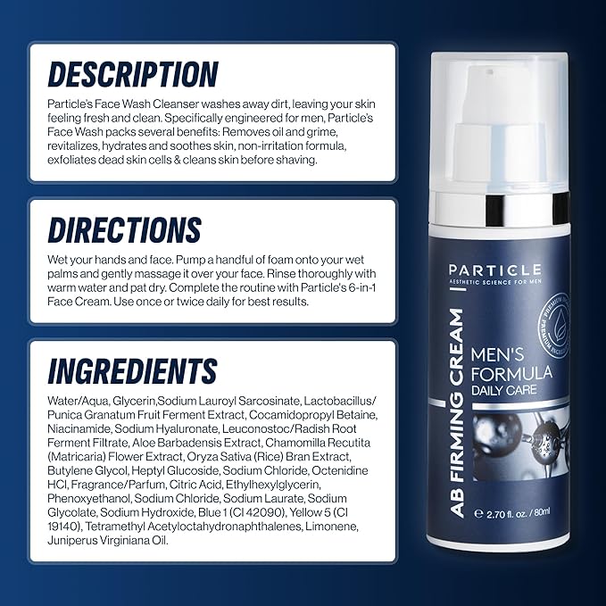 Particle Mens Face Wash - Anti Aging Face Cleanser for Men (5.07 Oz) - Daily Moisturizing Face Wash for Men - Revitalizes, Hydrates & Soothes, All Skin Types & All Ages