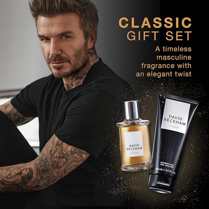 David Beckham Classic Giftset 1.6 fl oz EDT + 6.7 fl oz Shower Gel, Notes of Lime, Mint, and Amber, Men's Fragrance, Long Lasting, Everyday Fragrance