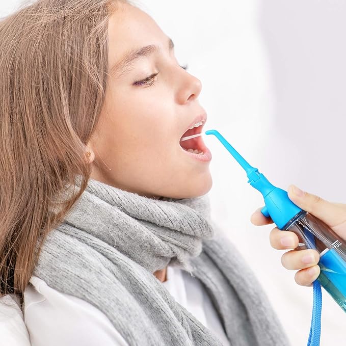 Water Dental Flosser for Teeth Oral Irrigator Water Teeth Cleaner Non Electric Portable Affordable Oral Irrigator Cordless Manual Air Pressure Simple Operation for Home and Travel