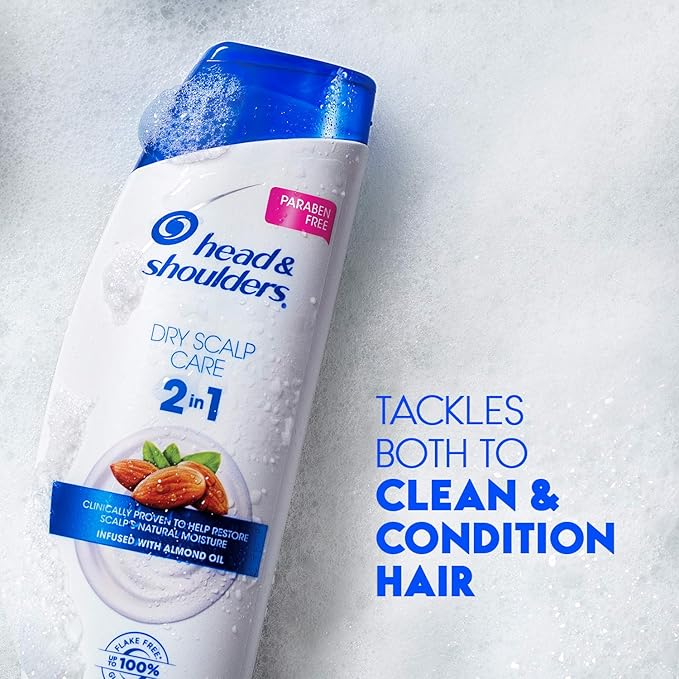 Head and Shoulders Dry Scalp Care with Almond Oil 2-in-1 Anti-Dandruff Paraben Free Shampoo and Conditioner 13.5 fl oz