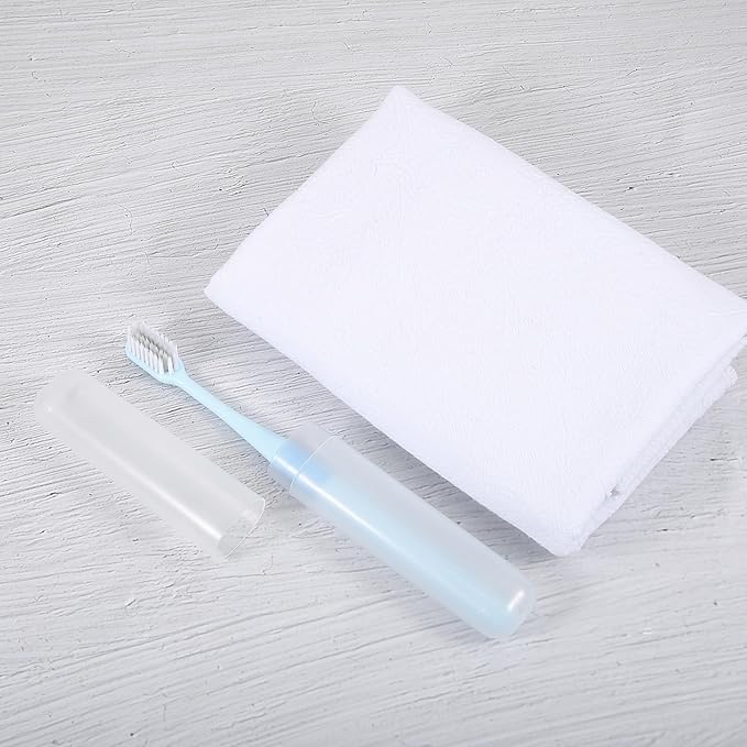 VOCOSTE 2 Pcs, Toothbrush Travel Case, Plastic, Lightweight Traveling Toothbrush Holders Case, for Travel Business, White, 7.48"x1.06"