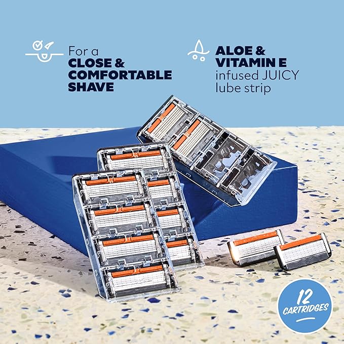 Dollar Shave Club | 6 Blade Razor Refills (12 Pack) | 6 Stainless Steel Blades for a Close & Comfortable Shave
