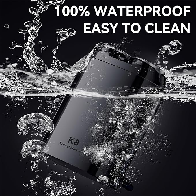ENCHEN Mini Electric Shaver for Men, Portable Magnetic Dual-Head Rotary Pocket Electric Razor for Face, IPX7 Waterproof Wet & Dry, USB-C Rechargeable for Home, Car, Travel, K8,Black