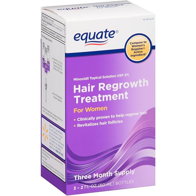 Equate - Hair Regrowth Treatment for Women with Minoxidil 2%, 3 Month Supply( 3 - 2oz bottles ) by Equate