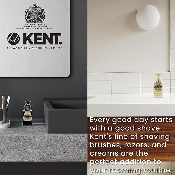 KENT VSB1 Small Black Plastic Shaving Brush Stand for Self Adhesive Hang Drying Shave Brush. Essential Part of Any Mens Shaving Kit, Shaving Brush Holder Extends Natural Bristle Shaving Brushes Life