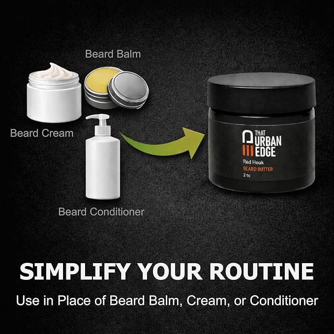 Urban Edge That Beard Butter for Black Men & All Beard Types – Anti-Itch Beard Moisturizer & Softener with Shea Butter & Argan Oil – Beard Balm & Cream Conditioner Alternative – Red Hook Scent – 2 oz