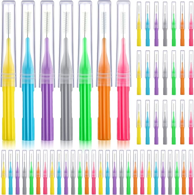 Patelai 50 Pieces Braces Brush for Cleaner Interdental Brush Between Teeth Toothpick Flosses Dental Flossing Head Oral Hygiene Tooth Cleaning Tool (Assorted Color)