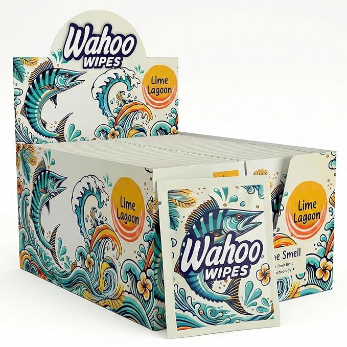 On-The-Go Wahoo Wipes – Pack of 50 Individually Wrapped Wet Wipes, Odor-Neutralizing Moist Towelettes, Ideal for Hunting, Camping, Bathrooms & Travel, by Dirty Ducks LLC.