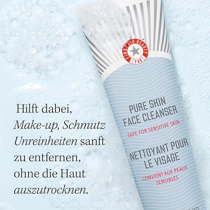 First Aid Beauty - Pure Skin Face Cleanser, Effectively Removes Makeup, Dirt, and Impurities, Gentle Cleanser Leaves Skin Soft & Supple, Safe for Sensitive Skin, Fragrance Free, 2 oz