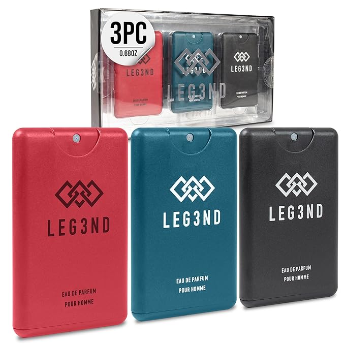 LEG3ND Pocket Sprays Collection - Red, Blue & Black - 3 Piece Set Travel Cologne for Men - Fresh, Sexy & Long-Lasting Eau de Parfum Fragrance (0.68oz Each)