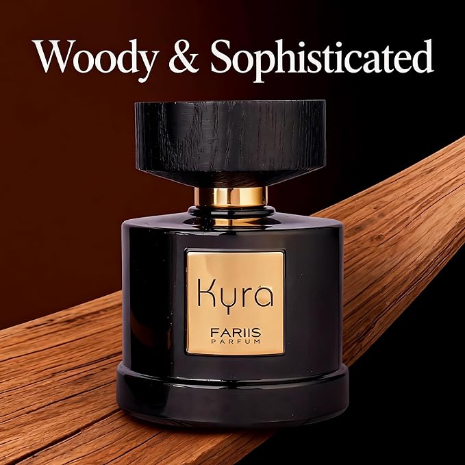 Kyra Eau de Parfum for Men, Woody & Sophisticated Fragrance, Leather and Warm Amber Notes, Long Lasting Masculine Charm, Subtle Yet Memorable Bold Scent, 3.4 Fl Oz